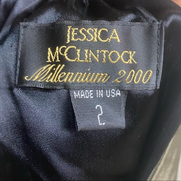 Jessica mcClintok Y2k 2000 olive green striped satin formal maxi dress xs 2 - Picture 7 of 9